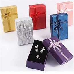 Jewellery Boxes Bowkont Ribbon Paper Jewellery Packaging Box For Engagement Wedding Gift Box Necklace Ring Earrings Bracelet Organiser Jewellery Box