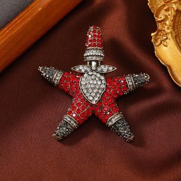 Brooches Morkopela Rhinestone Red Star Brooch Christmas Vintage Pins Party Jewellery Gifts Sell Well