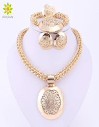 Wedding Jewelry Sets Latest Fashion African Set Round Pendant Gold Color Dubai Big Necklace Earrings Gift For Women 22110995116656155656