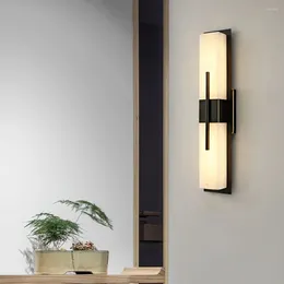 Wall Lamp Real Natural Marble Sconce Home Decoration Background Light Fixture Gold Black Brass For Bedroom Bedside