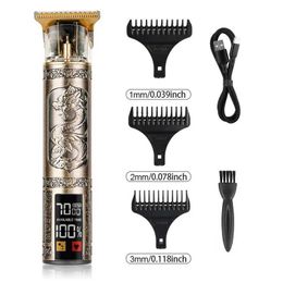 Electric Shavers T9 Hair Clipper Electric Clipper Hairdressing USB Electric Thr-spd Spd Adjustment Large-scrn Power Display Metal Shaver T240507