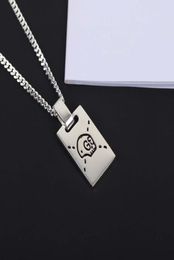 S925 silver pendant necklace with rectangle shape for women and man wedding jewelry has black skull design box stamp PS47012021376