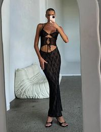 Work Dresses Hirigin Sexy Hollow Out Backless Club Party Outfits Women 2 Piece Skirt Sets Y2k Crop Tops Bodycon Maxi Long Skirts