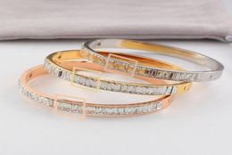 Classic Full Diamond Bracelets Rhinestone Charm Bangles Titanium Steel Bracelet Couple Jewelry6054026