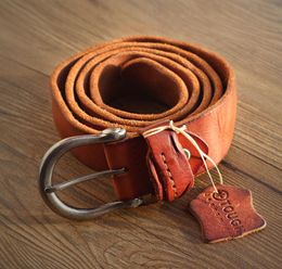 vintage cowboys 100 real full grain brown genuine leather belt men high quality ceinture soft coffee jeans3897741
