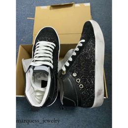 Dirty Shoes Fashion Golden Mid Star Casual Shoe Lace-Up Sneakers Metallic Distressed High Top Suede Calf Leather Snakeskin Luxury Do-Old Dirty Designer Shoes 338