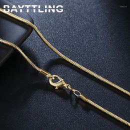 Chains BAYTTLING 925 Sterling Silver 16 18 20 22 24 26 28 30 Inch 2MM Golden Snake Chain Necklace For Woman Man Wedding Gift Jewelry 262Q