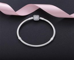 Beautiful Women CZ Pave Clasp Bracelet with LOGO Engraved In 925 Sterling Silver for Women Bracelets Bangle Wedding Gift6914082