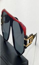 Legends 163 Sunglasses Red Leather Black Grey Shaded Sonnenbrille gafas de sol Men Sun Shades UV400 Protection with Box6833801