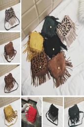 Purse Leopard Fringe Messenger Purse Children Tassel Crossbody Bag Hippie Tassel Handbag Kid Kindergarten Girl Party Favor Purses8818097