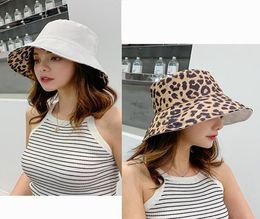 Women Leopard Print Bucket Comfortable Breathe Foldable Men Beach Flat Top Sun Fishing Hat High Quality Flat Panama Hat Street5187600