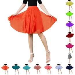 Skirts Carnival Knee Length Skirt Women Big Swing Dancing Performance Clothes 2 Layering Tutu With Inner Solid Flowy Tulle