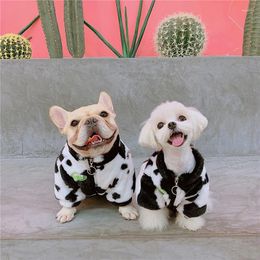 Dog Apparel Cartoon Pet Clothes For Dogs Autumn And Winter Schnauzer Bichon Small Medium-sized Milk Cowhide Grass Warm Coat