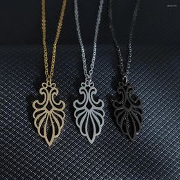 Pendant Necklaces Fashion Lotus Flower Necklace Boho For Women Hollow Tree Of Life Stainless Steel Jewelry