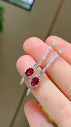 Dangle Earrings 1744 GUILD Solid 18k Gold 1.0ct Nature Red Ruby Gemstones Diamonds For Women Fine Jewelry Birthday Presents