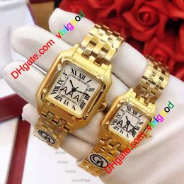 2020 Top Grade New Fashion Woman Square Gold Watch Casual Lady Quartz Panthere de G Factory Watches 316L Stainless Steel Band montres r 215v