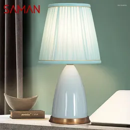 Table Lamps SAMAN Ceramics Lamp LED Modern Creative Dimmable Desk Lights Decor For Home Living Room Bedroom Bedside