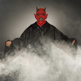 Party Masks Red devil mask male adult Halloween horror costume Satan Lucifer Dracula Q240508