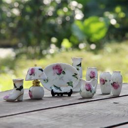 Desktop Small Ornaments Mini Ceramic Pocket Decorative Artwork Rose Miniature Vase Model Home 240508