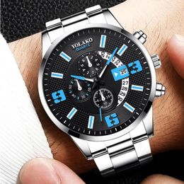 Wristwatches Stylish Men's Stainless Steel Quartz Watch With Calendar For Business And Casual Wear