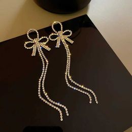 Dangle Chandelier Luxury Womens Tassels Earrings Rhinestone Fringe Hanging Zircon Earrings New Shiny Wedding Statement Party Jewellery Gifts