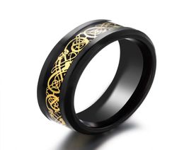 Brand New Black 316L Titanium Stainless steel Ring Wedding Band blue Carbon Fiber des Nibelungen Dragon rings for men fast 8247074