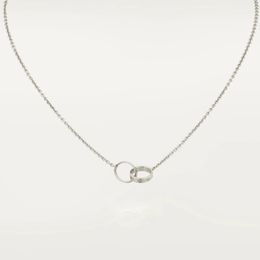 New Classic Design Double Loop Charms Pendant Love Necklace for Women Girls 316L Titanium Steel Wedding Jewellery Collares Collier 2191