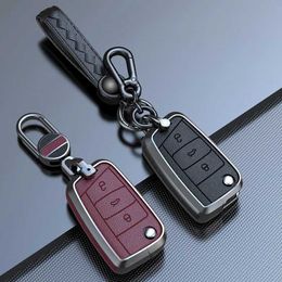 Car Key Zinc Alloy Cowhide Car Remote Key Case Fob For VW Volkswagen Golf 7 MK7 Tiguan MK2 SEAT Ateca Leon FR 2 Ibiza For Skoda Octavia T240509