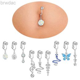 Navel Rings Faux Fake Belly Ring Snake Fake Belly Piercing Clip on Umbilical Navel Belly Button Cartilage Clip on Earrings Body Jewellery d240509