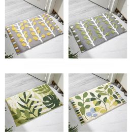 Carpets Ins Light Luxury Leaf Plant Jacquard Bathroom Non-slip Foot Mat Bedroom Carpet Absorbent Floor Entry Door