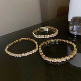 Wedding Bracelets Geometric Gold Colour CZ Crystal Bracelet for Women High Quality AAA Cubic Zirconia Tennis Bracelets Bangles Weddings Jewellery