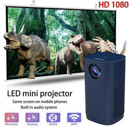 Projectors T1 Mini Convenient Projector WIFI Smart TV Box Sync 4K Android Wireless Network LED Video HD 1080 Built in Audio Home Theatre J240509
