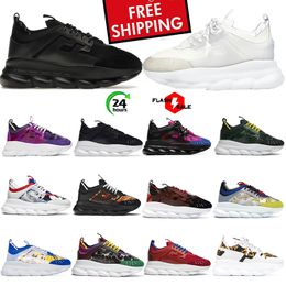 With BOX Free Shipping Designer Chain Reaction Men Women Shoes Suede Triple Black White Bluette Mens sports shoes sneakers Casual Trainers lace Platform size 35-45