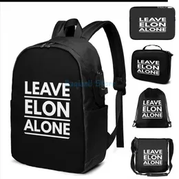 Backpack Funny Graphic Print Leave Elon Alone Musk Fan Design Gift USB Charge Men School Bags Women Bag Travel Laptop