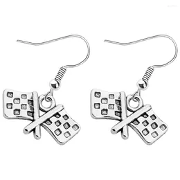 Dangle Earrings Racing Flag Flags Race Charm For Women Banner Jewelry Day Alloy Miss Checkered Trendy