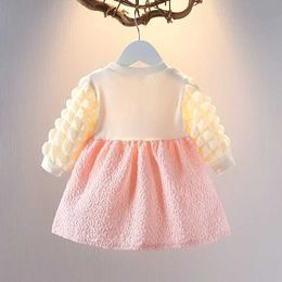 Girl's Dresses Baby Girl Dress Casual Infant Outfit Children Clothing Bow Puff Sleeve Kid Princess Dress Wedding Party Toddler Outerwear A924