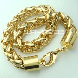 18K 18CT Yellow Gold Filled GF Men's Weaved 8 6'inch Length Bracelet B153 301Z
