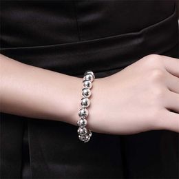 Wedding Bracelets 925 Sterling Silver Luxury Brand Design 10MM Buddha Beads Bracelet Womens Fashion Wedding Engagement Jewelry