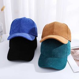 Caps Hats Corduroy Baseball Hat Autumn Fashion Wild Solid Hat Japanese Retro Casual Bean Trendy Student Adjustable Leather Hat d240525