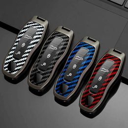 Car Key Zinc Alloy Carbon Fiber Car Key Case Shell For Porsche Panamera Carman Macann Cayenne 911 970 981 991 2020 Protector Accessories T240509