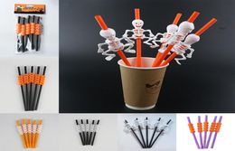 Halloween Plastic straw Pumpkin Ghost Straws Halloween Drinking Straws Party Supplies Home Halloween drinks tools T9I006638621577