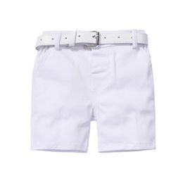 born Daily Shorts for 1-6Y Boys Fashion Yellow White Shorts With Belt 2 PCS Suit For Birthday Party For Casual Outfit 240508
