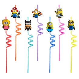 Disposable Plastic Sts Little Yellow Man 26 Themed Crazy Cartoon Drinking Supplies For Birthday Party Childrens Favours St Girls Decora Otvc4