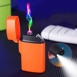 Portable Type-C Quick-Charge Lighter Rechargeable Dual Arc Lighter With LED Light Windproof Cigarette Lighter
