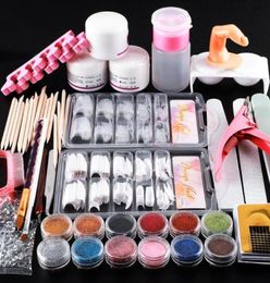 Nail Art Kits Full Acrylic Powder Tool Starter KitSet Tips Brush File Form DIY Kit For Beginners Glitter Manicure1172882