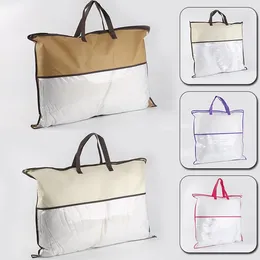 Storage Bags 1PC Non-woven Tote Bag Home Textile Zipper Dust-proof Packaging Quilt Pillow Clothes PVC Transparent