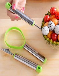 Stainless Steel Watermelon Slicer Cutter Set Fruit Carving Tools Knife Melon Baller Scoop for Ice Cream Vegetable Cantaloupe Multi7939833