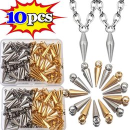 Charms 10PCS Stainless Steel Cone Pendants Retro Spike Beads For Women Man Hoop Earring Jewellery Making Supplies