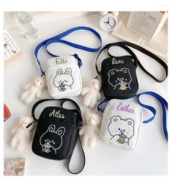 Shoulder Bags Personalised Embroidery Cute Bear Canvas Small Bag Korean Fresh Girl Messenger Purses And Handbags Women