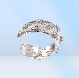 Classic Charm Eternal Love Cuff Wedding Rings For Women Flower Snowflake Zircon Plating S925 Silver Ring Woman Personalised Sister9620937